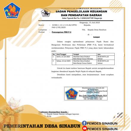 Kegiatan pelayanan pajak Bumi dan Bangunan